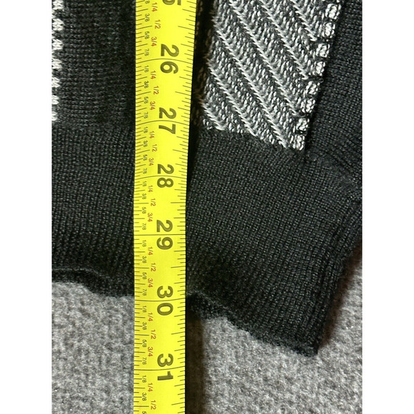 Miko Sweater Mens Large Black Wool Blend Crewneck Geometric 90s Long Sleeve Knit - Picture 5 of 6